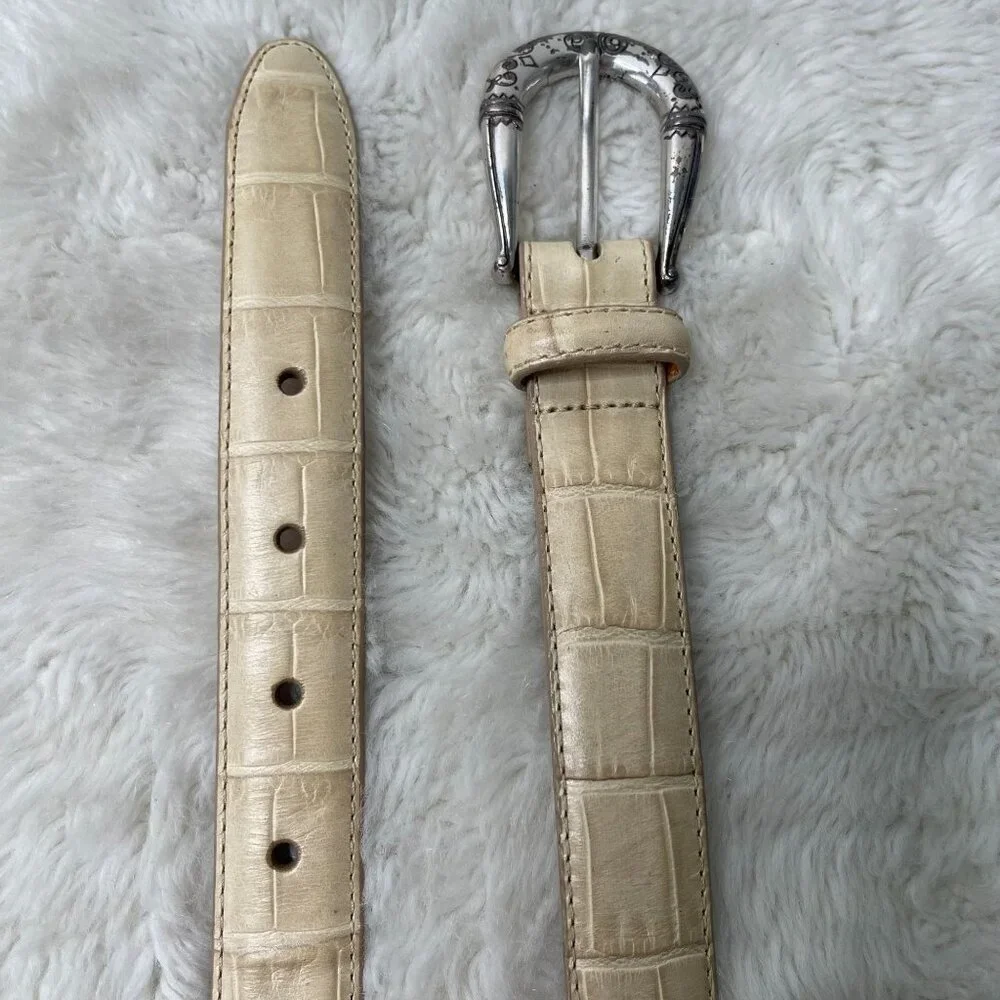 Brighton Women's Cream Crocodile Leather Belt Size Medium
